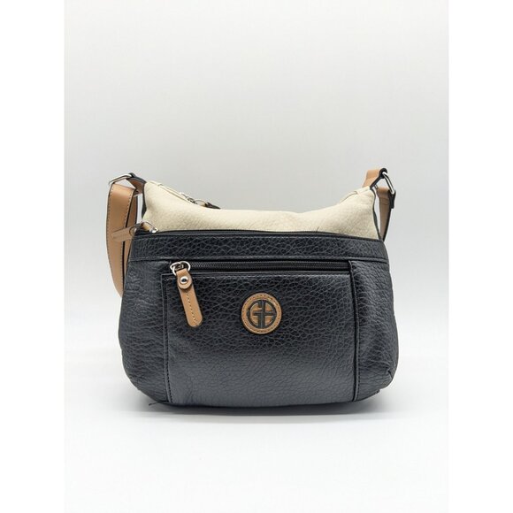 GIANI BERNINI pebbled faux-leather colorblock hobo shoulder bag -BLACK/IVORY - Picture 3 of 8